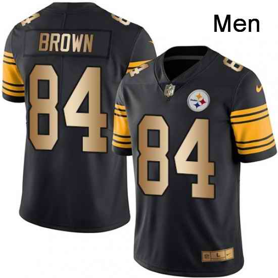Mens Nike Pittsburgh Steelers 84 Antonio Brown Limited BlackGold Rush NFL Jersey